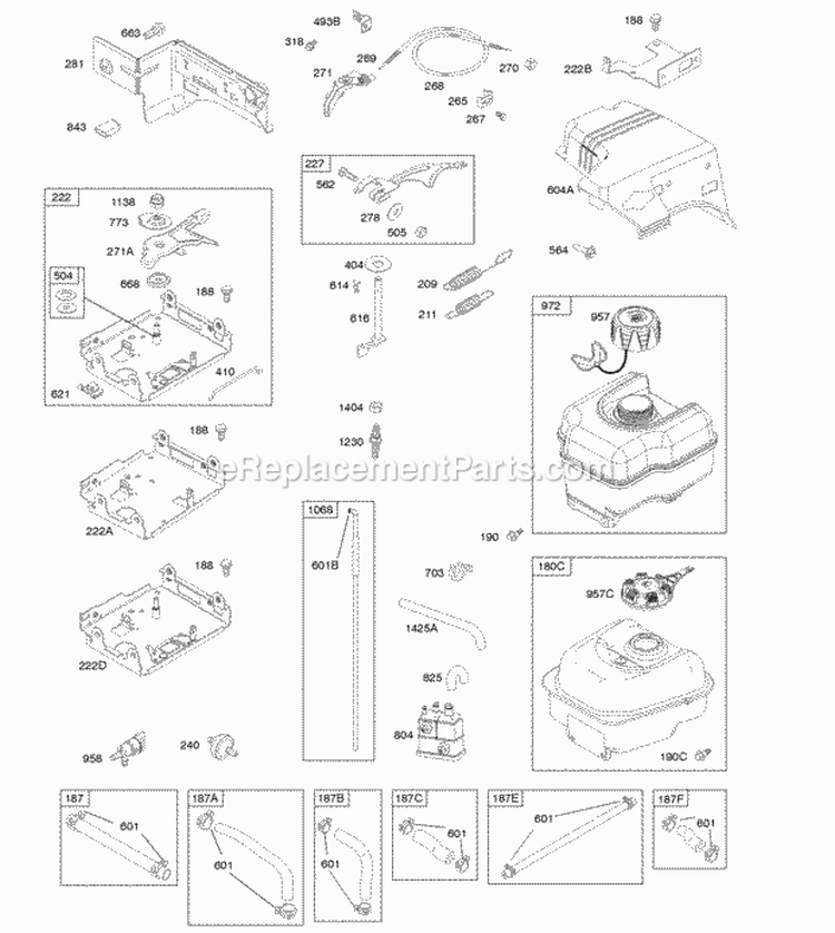 Controls Fuel Supply Governor Spring Diagram and Parts List for 20S207-0120-F1  Briggs and Stratton Engine